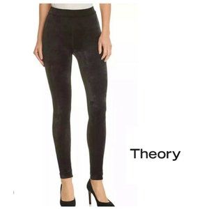 THEORY Black Adbelle K Velour Knit Pull On Slim Fit Legging Pants